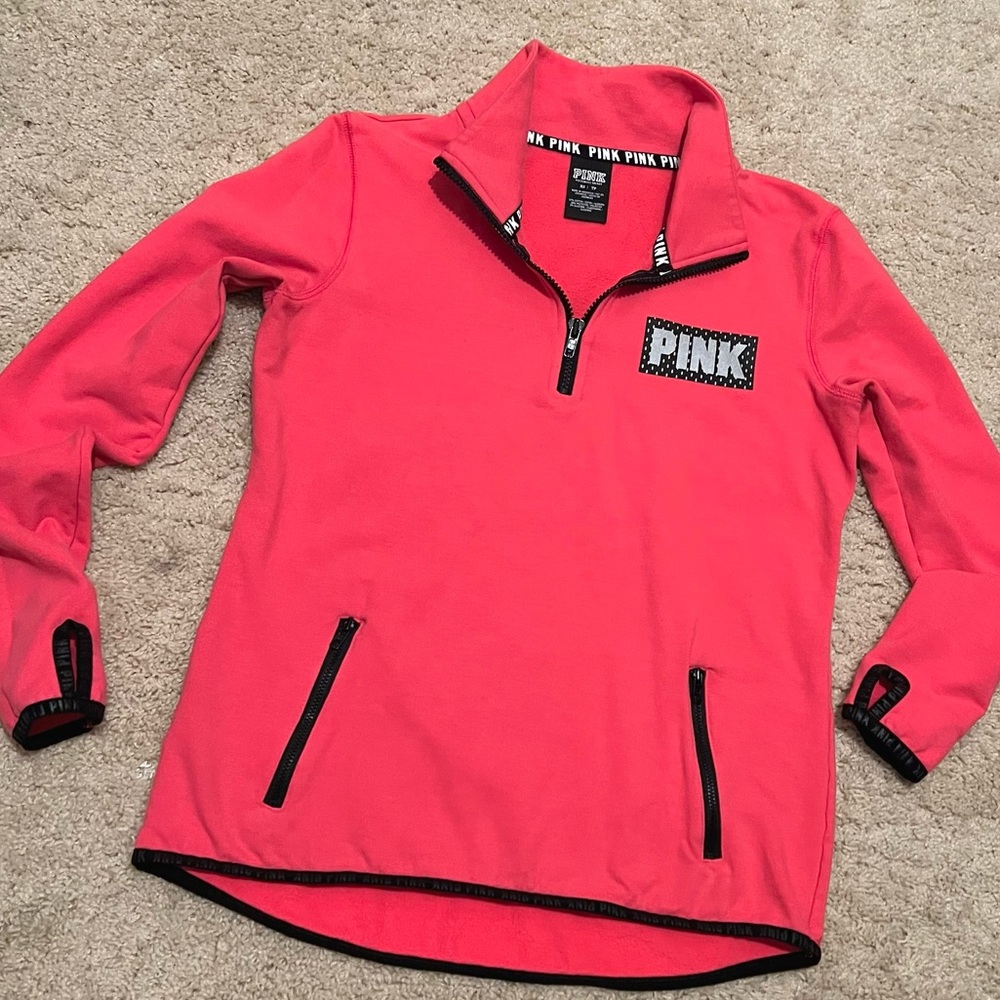Victoria’s Secret Pink pullover sweater - quarter zip sweater with thumb holes